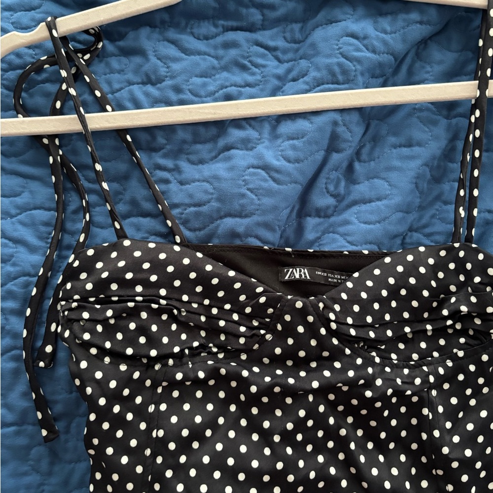 Zara Black and White Polka Dot Top